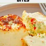 Two homemade Starbucks egg white bites and one cut in half.