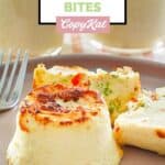 Homemade Starbucks egg white bites and a fork on a plate.