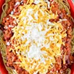 Copycat Steak 'n Shake 5 way chili in a bowl.