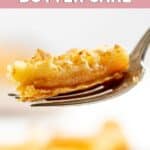 Piece of homemade Treebeards butter cake on a fork.
