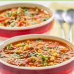 Cowboy soup in bowls.