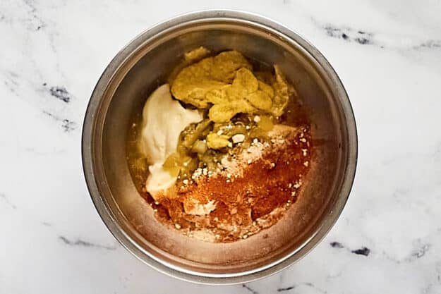 Copycat McDonald's big mac sauce ingredients in a mixing bowl.