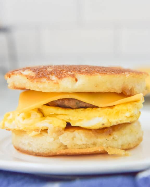 Copycat McDonald's McGriddle on a plate.