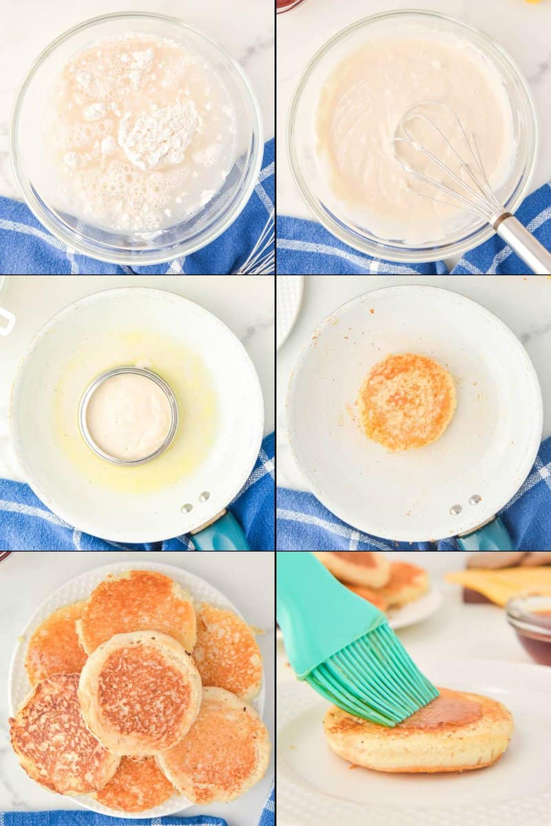 Making McGriddle pancake buns.