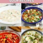 Copycat Olive Garden chicken gnocchi soup, minestrone soup, pasta e fagioli, and zuppa toscana.