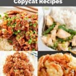Copycat Panda Express Beijing beef, string bean chicken, orange chicken, and honey walnut shrimp.