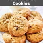 Several homemade Panera Bread kitchen sink cookies on a plate.
