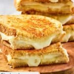 Homemade Starbucks grilled cheese cut in half.