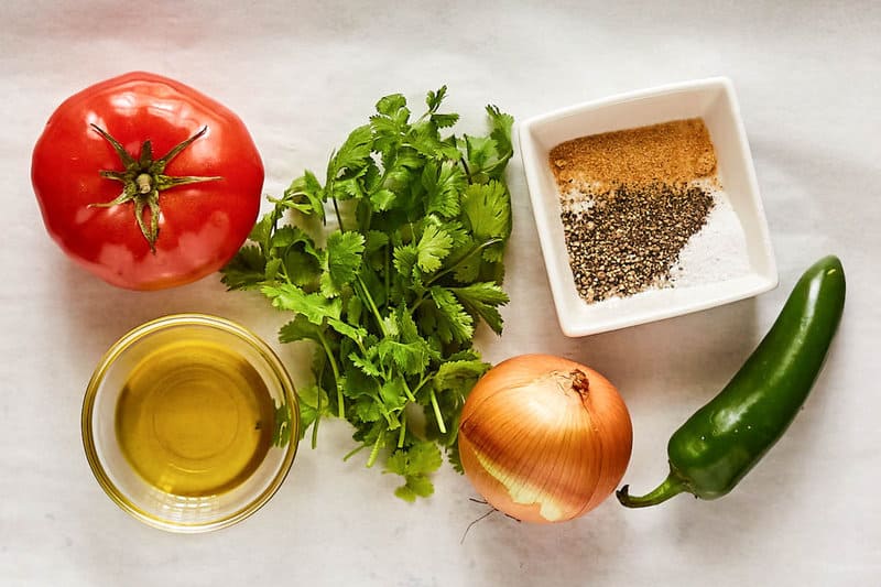 Copycat Applebee's pico de gallo ingredient on parchment paper.
