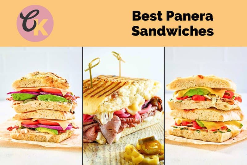 Panera frontega chicken, steak panini, and chipotle chicken sandwihes.