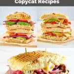 Copycat Panera chipotle chicken, frontega chicken, and steak white cheddar panini sandwiches.