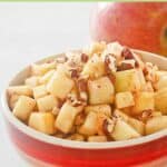 Apple pecan charoset in a bowl.