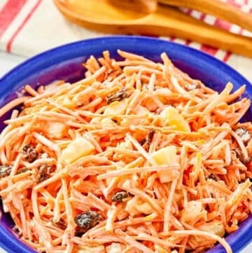 Copycat Chick Fil A carrot raisin salad in a bowl.