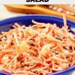 Homemade Chick Fil A carrot and raisin salad in a small bowl.