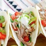 Soft taco made with homemade Chipotle carnitas.