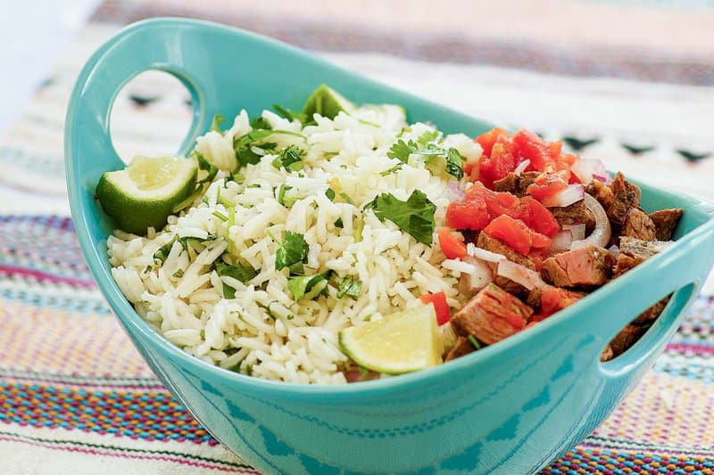 A bowl of copycat Chipotle cilantro lime rice.