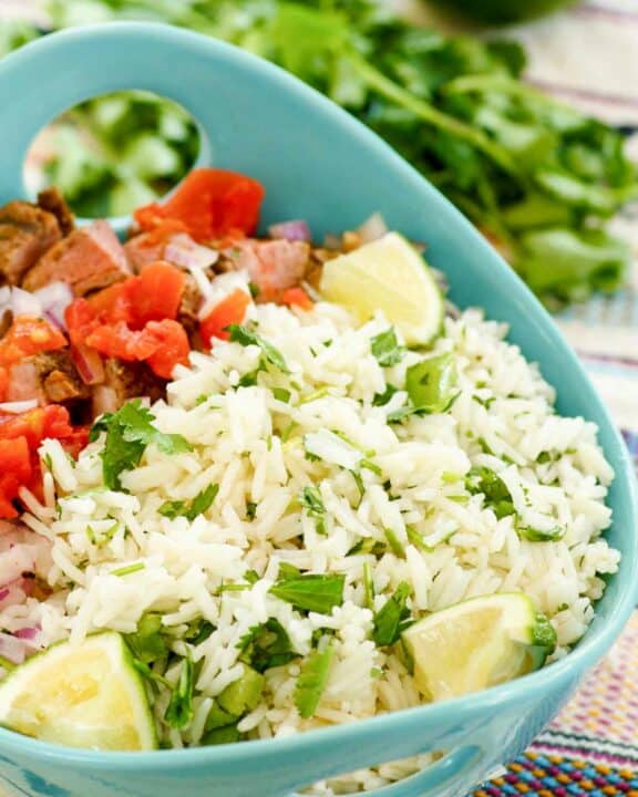 Copycat Chipotle cilantro lime rice in a bowl.