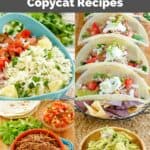 Copycat Chipotle cilantro lime rice, carnitas, barbacoa, and guacamole.