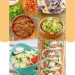 Copycat Chipotle barbacoa, guacamole, cilantro lime rice, and carnitas.