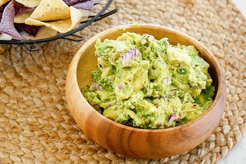 A bowl of copycat Chipotle guacamole.