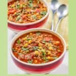 Homemade cowboy soup in two bowls.
