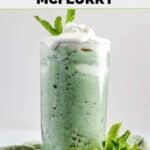Homemade McDonald's oreo shamrock mcflurry and fresh mint beside it.