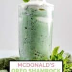 Homemade McDonald's oreo shamrock mcflurry topped with fresh mint and whipped cream.