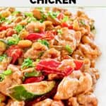 A plate of homemade Panda Express kung pao chicken.