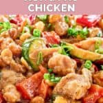 Homemade Panda Express kung pao chicken on a plate.