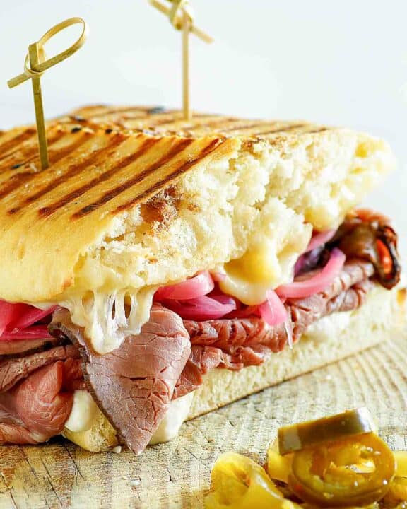 Copycat Panera steak and white cheddar panini sandwich.