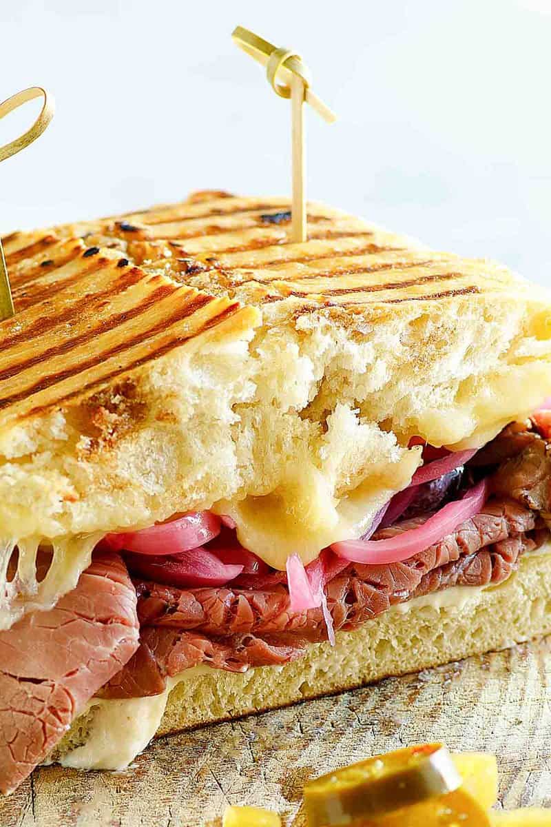 Copycat Panera Bread steak and white cheddar panini sandwich.