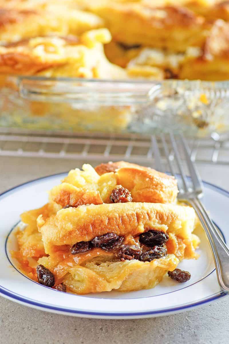 Copycat Raglan Road bread pudding and a fork on a plate.
