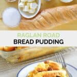Copycat Raglan Road bread pudding ingredients and the finished dessert.