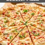 Homemade Red Lobster lobster pizza cut into slices.