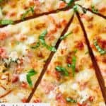 Slices of homemade Red Lobster lobster pizza.