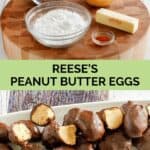 Copycat Reese's peanut butter eggs ingredients and the candy.
