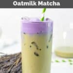 Homemade Starbucks iced matcha tea latte with lavender cream cold foam.