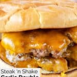 Copycat Steak and Shake garlic double steakburger with cheese.