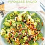 A bowl of copycat Sweet Tomatoes Joan's broccoli madness salad.