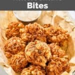 Homemade Texas Roadhouse rattlesnake bites and cajun sauce in a serving basket.
