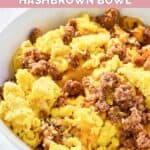 Homemade Waffle House sausage hashbrown bowl.