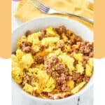 Homemade Waffle House sausage hashbrown bowl.