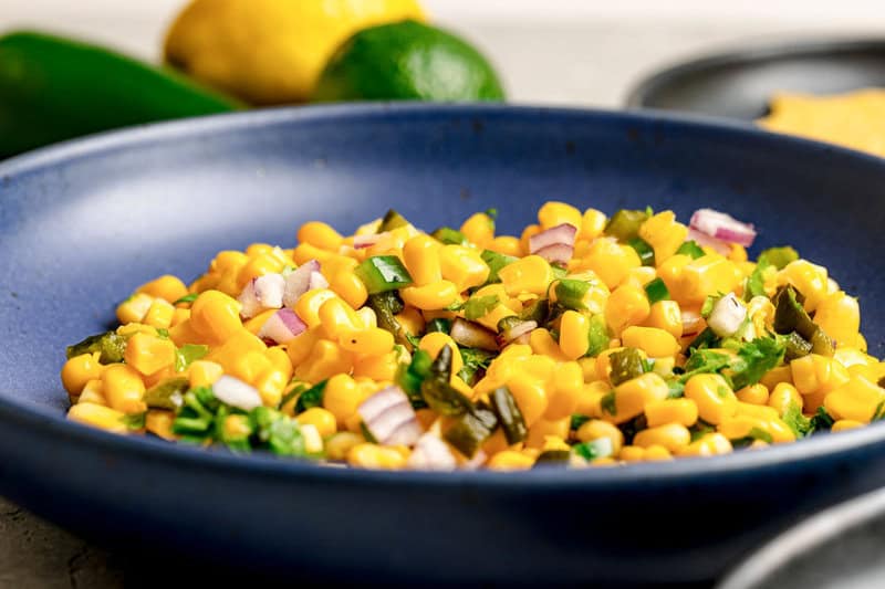 Copycat Chipotle corn salsa in a serving bowl.