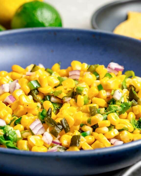 Copycat Chipotle corn salsa in a bowl.