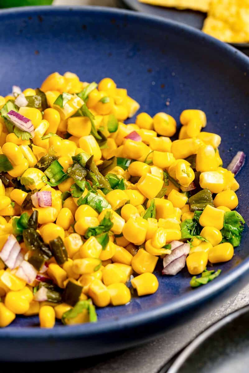 A bowl of copycat Chipotle corn salsa.