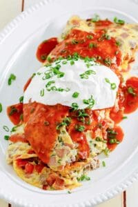 Copycat IHOP Colorado omelette on a large plate.