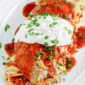 Copycat IHOP Colorado omelette on a large plate.