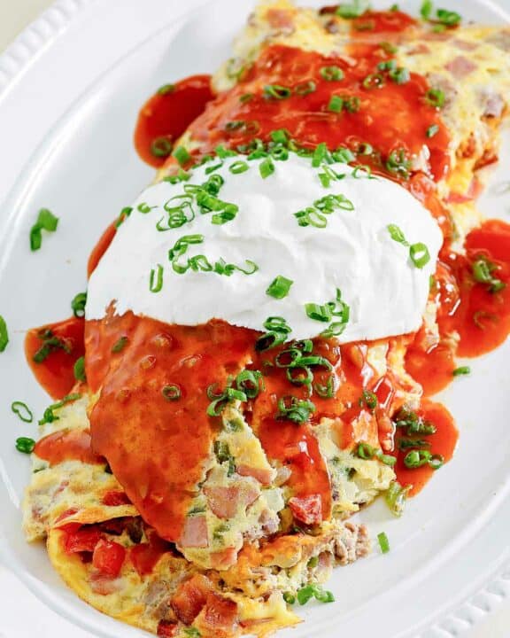 Copycat IHOP Colorado omelette on a large plate.