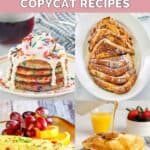 Copycat IHOP pancakes, French toast, and bacon omelette.