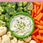 Fresh vegetables and homemade Melting Pot green goddess dip.